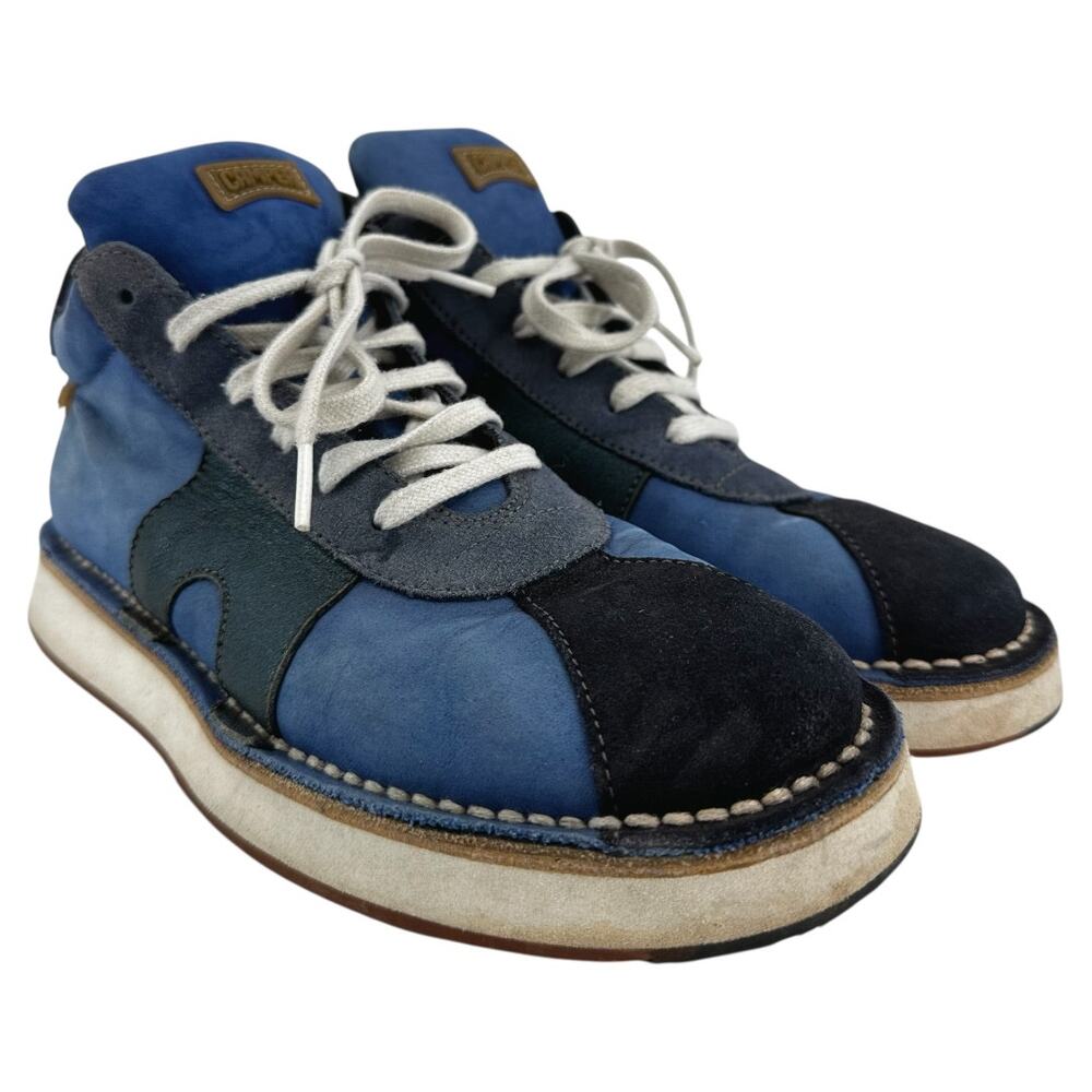 Camper Brothers Bici Mid Ankle Boot Suede Lace Up Colorblock Blue Black 8